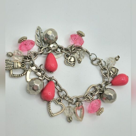 Paparazzi completely innocent pink silver charm bracelet - Picture 3 of 6